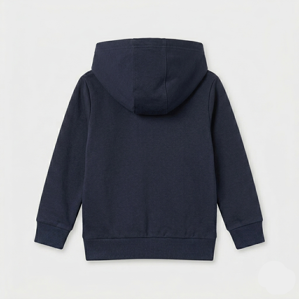 Felpa aperta zip, cappuccio e marsupio