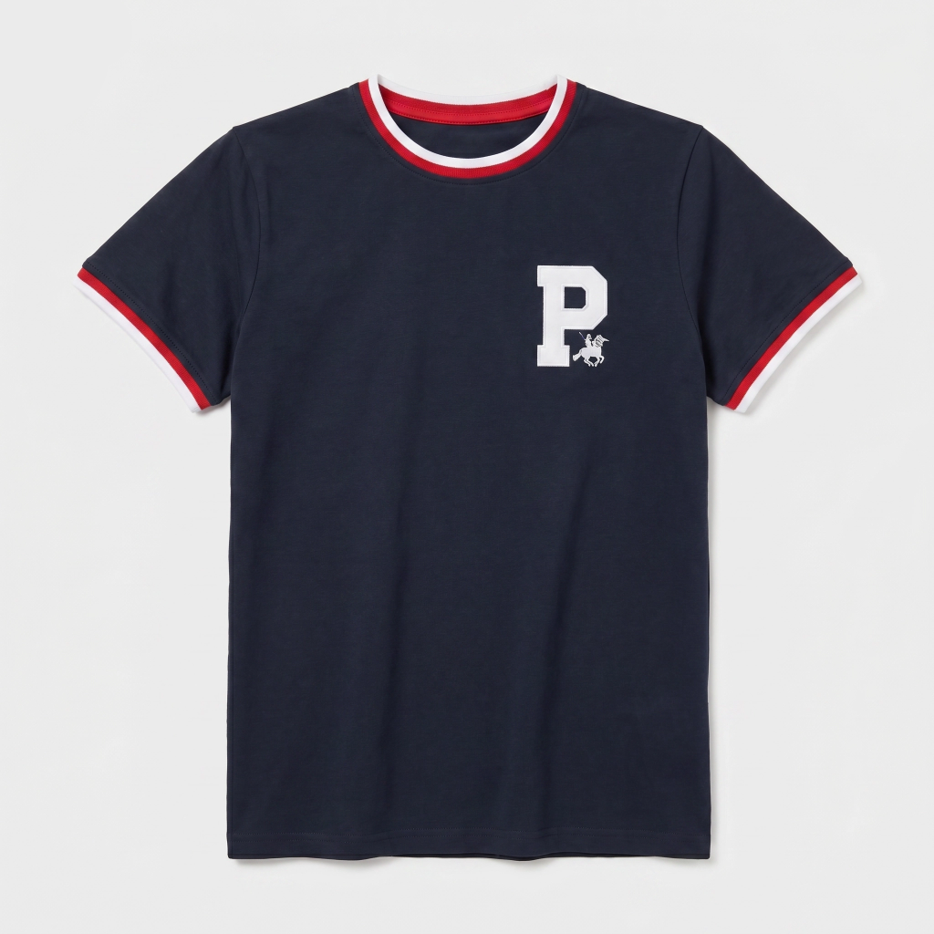 T-shirt mezza manica bordi colorati