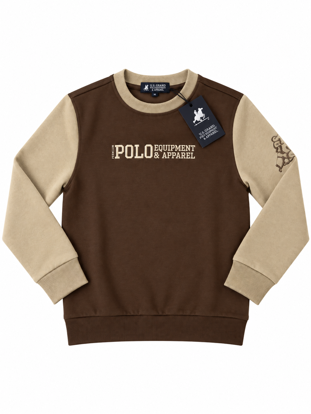 FELPA GIROCOLLO  BICOLOR RAGAZZO US GRAND POLO